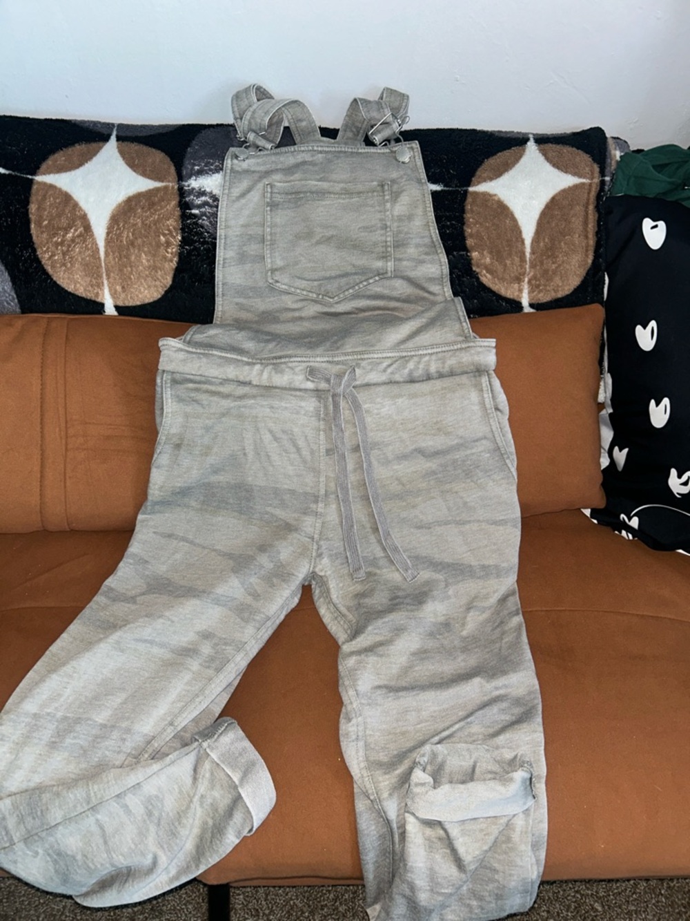 Women’s Casual Gray Camo Knit Overalls Jumpsuit